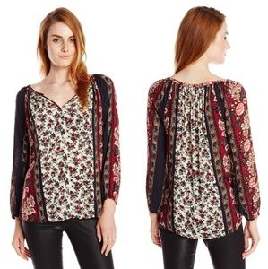 Lucky Brand Floral Roses V-Neck Tunic Blouse